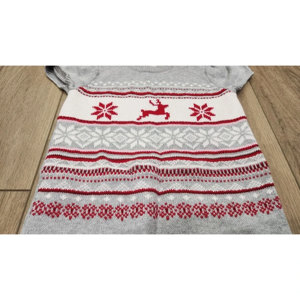 Gymboree Girls Holiday Christmas‎ Knit Sweater Dress Size 5 Reindeer 100% Cotton